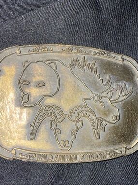 Wild Animal Kingdom Brass Belt Buckle - vintage F.J 80’s